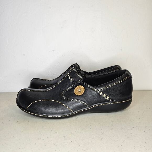 Clarks Bendables Sixty Delta Women's Size 6 Black 35062 Split Toe Mocassin Loop - Picture 3 of 6